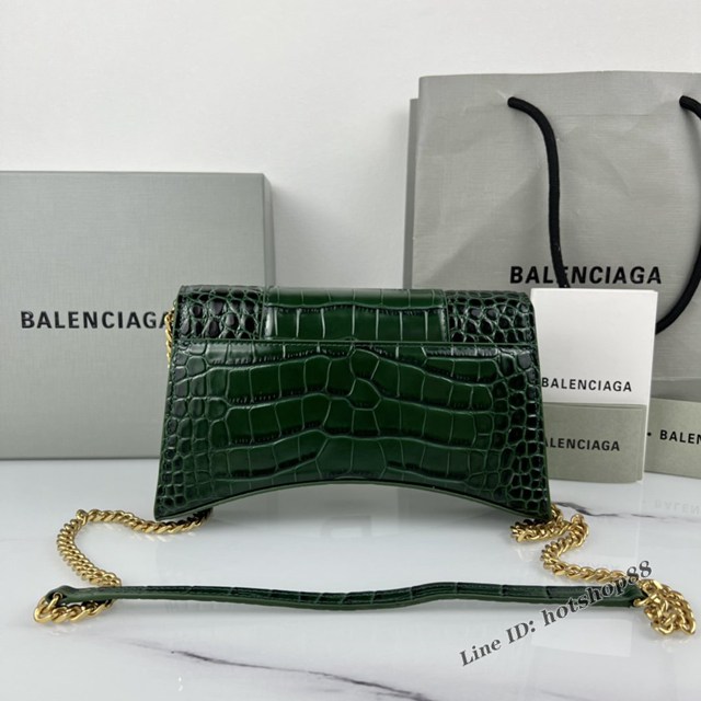 Balenciaga專櫃爆款鱷魚紋牛皮女包鏈條包 巴黎世家經典沙漏鏈條斜挎包 fyj1051